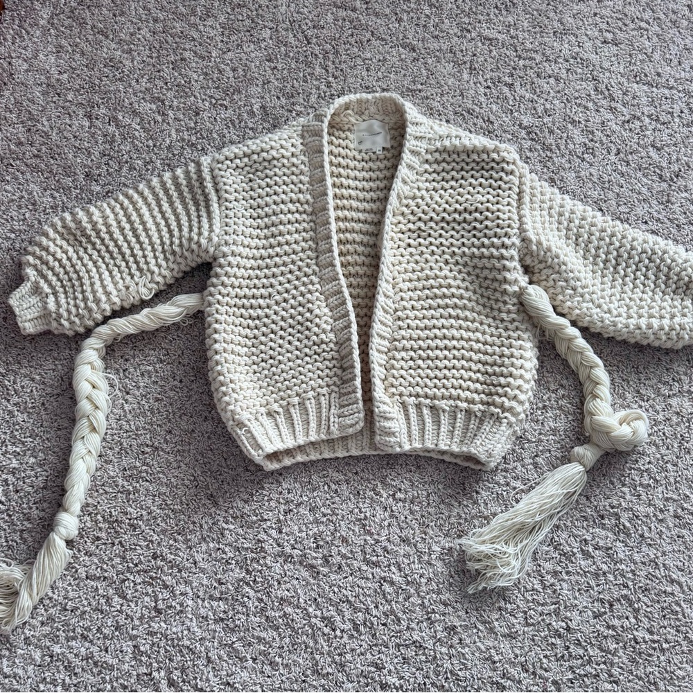 Anthropologie Ivory Chunky Knit Cardigan